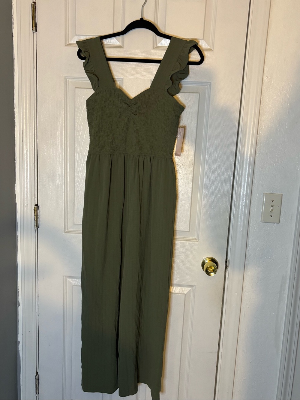 Olive Green Ruffle Strap Jumpsuit Dress